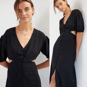 Anthropologie Sunday in Brooklyn Black Cut-Out Midi Dress - Large